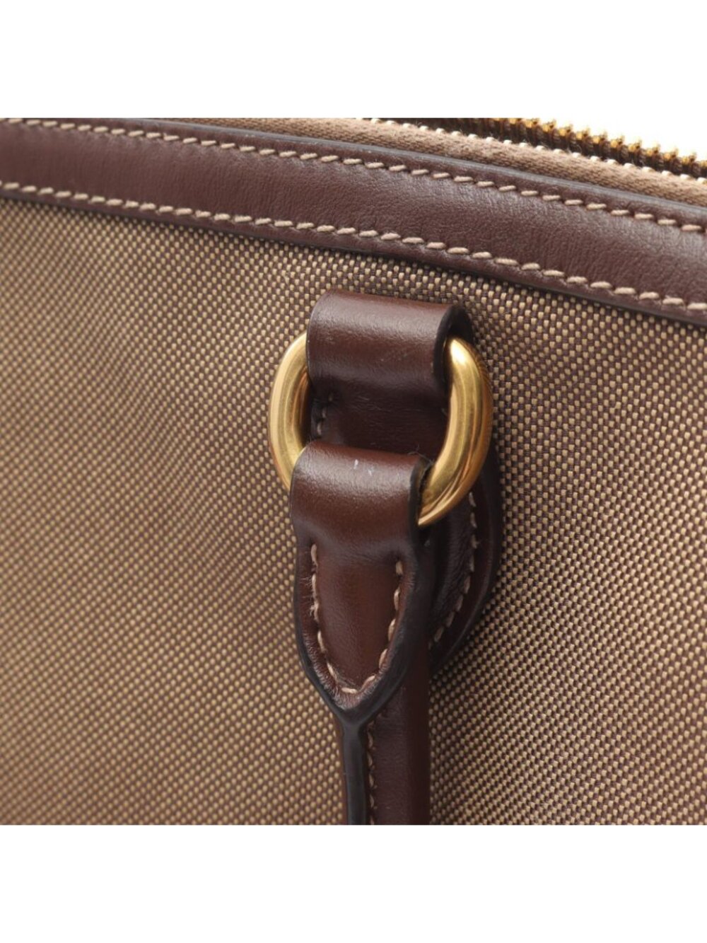 ★SOLD★ Prada Handbag Logo Jacquard 2-Way Beige Brown - Picture 6 of 8